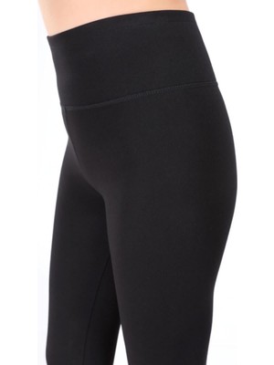 Kadın Siyah Yüksek Bel Toparlayıcı Örme Tayt