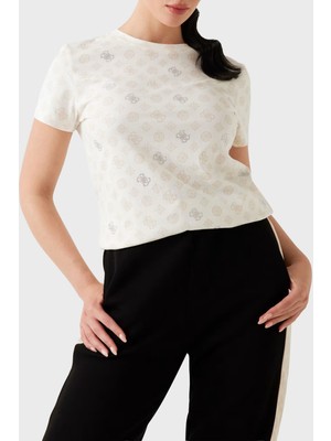 Guess Gloria 4g Logo Baskılı Pamuklu Regular Fit Bisiklet Yaka T Shirt V5YI04I3Z14 Bayan T Shirt V5YI04 I3Z14 P0JN