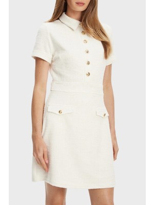 Guess Ss Tamara Regular Fit Gömlek Yaka Düğme Detaylı Tüvit Mini Elbise W5YK18KCXO2 Bayan Elbise W5YK18 Kcxo2 F0FD