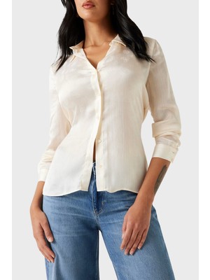 Guess Ls Marthe 4g Logolu Jakarlı Comfort Fit Uzun Kollu Gömlek W5YH1AWHCR2 Bayan Gömlek W5YH1A Whcr2 G1F7