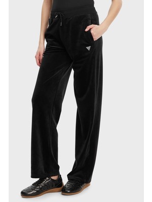 Guess Couture Taşlı Regular Fit Yüksek Bel Kadife Jogger Pantolon V3BB26K0232 Bayan Pantolon V3BB26 K0232 Jblk