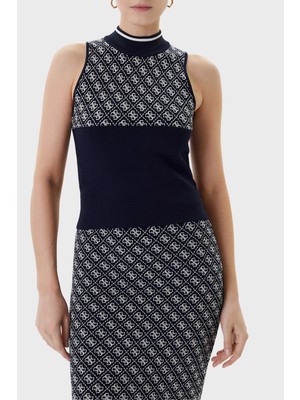 Guess Sl Rn Lise 4g Logolu Slim Fit Yarım Balıkçı Yaka Triko Kazak W3YR26Z37K0 Bayan Kazak W3YR26 Z37K0 Fbcf