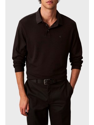 Calvin Klein Pamuklu Regular Fit Düğmeli Polo Yaka Sweat LV040EM909GRO Erkek Polo Yaka Sweat LV040EM909 Gro