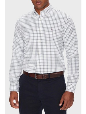 Tommy Hilfiger Kareli Regular Fit Düğmeli Yaka Uzun Kollu Gömlek Erkek Gömlek MW0MW39680 0qj