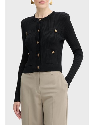 Guess Ls Cn Emmie Regular Fit Bisiklet Yaka Düğmeli Triko Hırka W5YR09Z0130 Bayan Hırka W5YR09 Z0130 Jblk