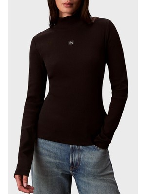 Calvin Klein Fitilli Logolu Pamuklu Slim Fit Balıkçı Yaka Kazak LV047D203GUB1 Bayan Kazak LV047D203G Ub1