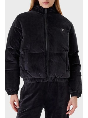 Guess Couture Taşlı Regular Fit Dik Yaka Kısa Mont V4BL03K0232 Bayan Mont V4BL03 K0232 Jblk