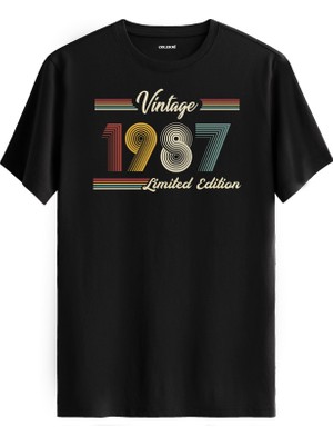 Colermi Klasik Vintage Tişört 1987 Tarihli Doğum Günü Hediyesi Bisiklet Yaka  Vintage Tshirt