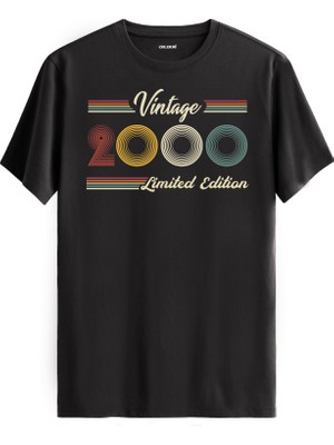 Colermi Klasik Vintage Tişört 2000 Tarihli Doğum Günü Hediyesi Bisiklet Yaka  Vintage Tshirt