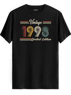 Colermi Klasik Vintage Tişört 1998 Tarihli Doğum Günü Hediyesi Bisiklet Yaka  Vintage Tshirt