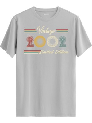 Colermi Klasik Vintage Tişört 2002 Tarihli Doğum Günü Hediyesi Bisiklet Yaka  Vintage Tshirt