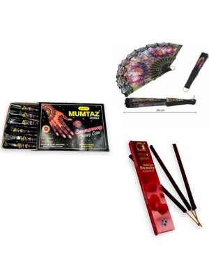 Nedime Seti - Serileten Paket - Kına - Düğün - Günlük (Yelpaze, Koni Kına, Tütsü)