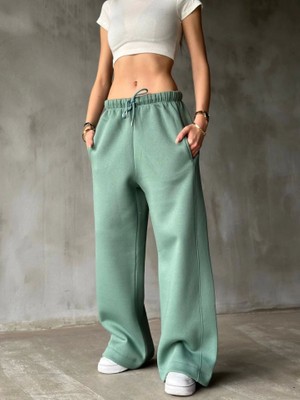 Asyahsap Palazzo Bol Paça Eşofman Pantolon - Yeşil