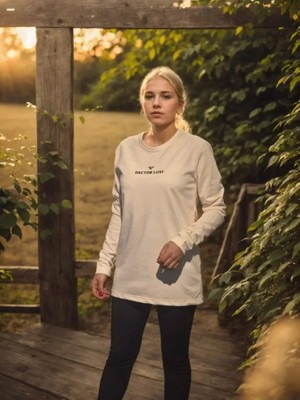 Asyahsap Unisex Bisiklet Yaka Uzun Kollu T-Shirt - Beyaz