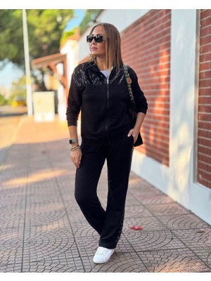 Asyahsap Kadın Iki Iplik Kumaş Pul ve Fermuar Detaylı Ikili Takım