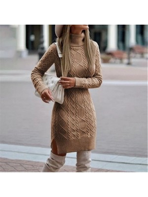 Asyahsap Loren Yünlü Motifli Midi Boy Triko Elbise