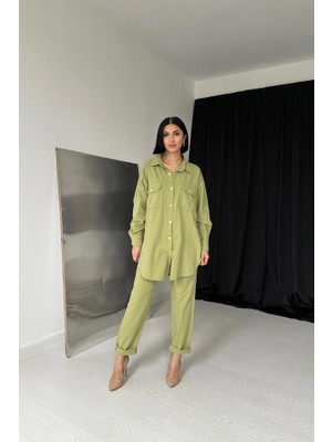 Asyahsap Yeşil Gömlek ve Çıtçıtlı Pantolon Takım