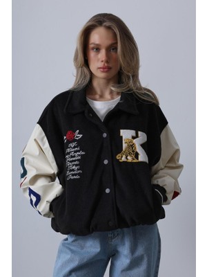 Asyahsap Kaşe Biker Ceket - Siyah