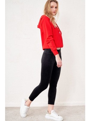 Kadın Kadife Kışlık Likralı Tayt