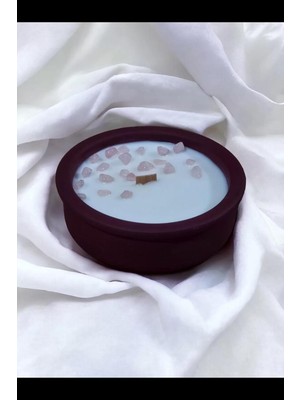 Ylang Ylang Kokulu Aromaterapi Mum, Ahşap Fitilli, Dekoratif Doğal Çömlek Mum