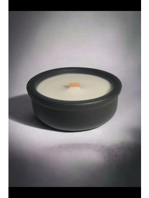 Vanilya Kokulu Aromaterapi Mum, Ahşap Fitilli, Dekoratif Doğal Çömlek Mum