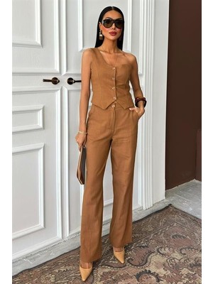 Asyahsap Tek Omuz Büstiyer Plazzo Pantolon Viscon Takım 10159