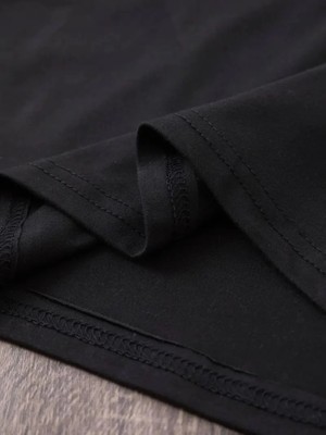 Asyahsap Baskılı Oversize Bisiklet Yaka T-Shirt - Siyah