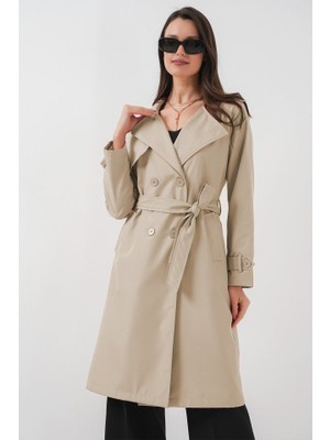 Asyahsap 5918 Kruvaze Yaka Trençkot - K. Bej