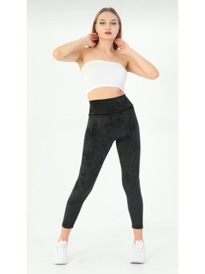 Fransız Kadife Yüksel Bel Tayt