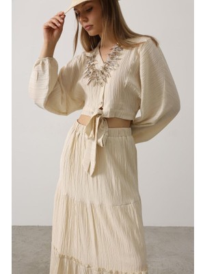 Asyahsap Balon Kollu Etekli Kaş Takım - Taş