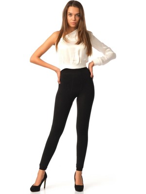 Kadın Siyah Termal Peluş Tayt 9020