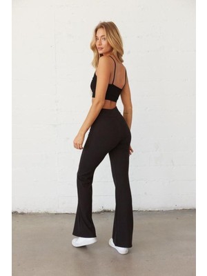 Ispanyol Paça Tayt Yüksek Bel Siyah
