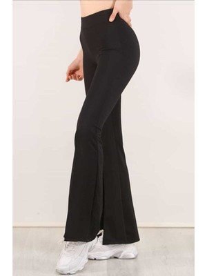 Yüksek Bel Kemerli Ispanyol Geniş Paça Dalgıç Kumaş Kışlık Tayt