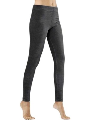 Kadın Siyah Fitilli Kadife Tayt 3343