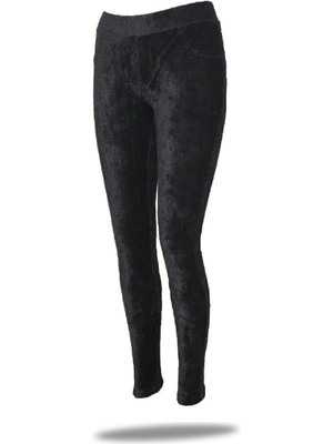 Kadın Antrasit Pamuklu Kışlık Kadife Tayt