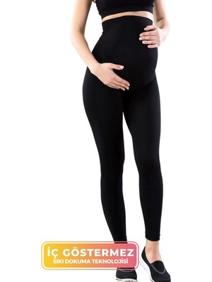 Bonbonetti Chocolate Baby&Kids Dikişsiz Esnek Siyah Kadın Yüksek Bel Hamile Taytı Gün Boyu Rahatlık Sağlar