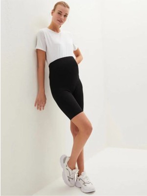 Ayarlanabilir Bel Pamuklu Hamile Şort Tayt