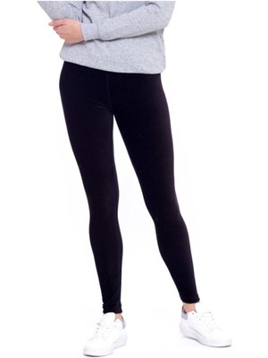 Kadın Siyah Fitilli Kadife Tayt Pantolon