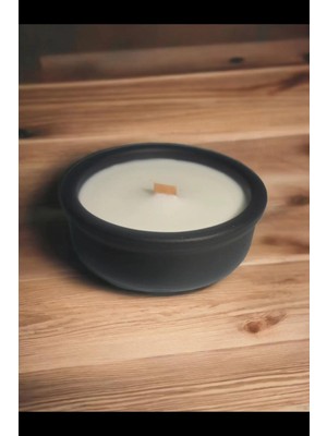 Kokusuz Dekoratif Ahşap Fitilli Mum, Dekoratif Doğal Çömlek Mum