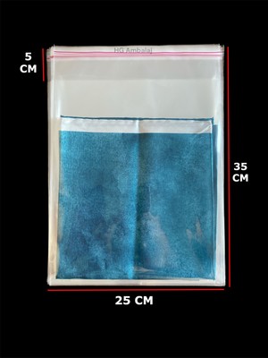 HG Tedarik 100 Adet 25X35 cm Bantlı Yapışkanlı Şeffaf Opp Jelatin Poşet ( 25*30+5 Cm)