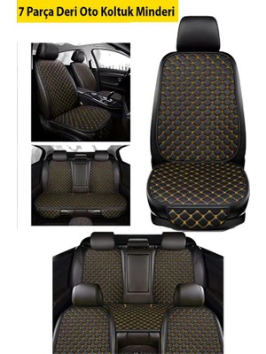 Citroen C4 Uyumlu 7 Parça Siyah Deri Sarı Dikiş Koltuk Minderi