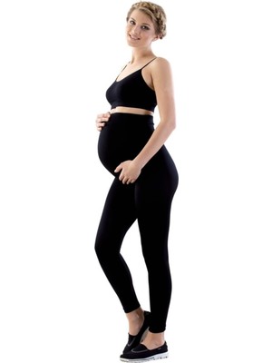 Bonbonetti Chocolate Baby&Kids Kadın Seamless Hamile Tayt Siyah Renk ve Ekstra Yüksek Bel ile Rahatlık Sağlar
