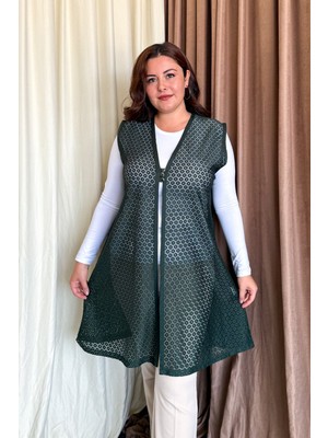 Kadın B.beden Dantel Uzun Yelek 261-2