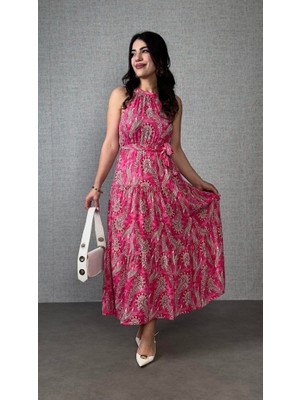 Arben Boutique Kadın Omuzlardan Açık Boyundan Geçmeli Desenli Süprem Bluz