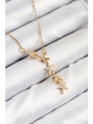 Mç Plus 316L Çelik Yıldız Model Gold Renk Kadın Kolye