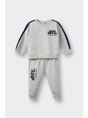 DeFacto 2'li Takım Okul Baskılı Sweatshirt Eşofman Altı Erkek Bebek F3301A525AU