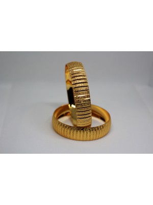 zerfine çizgi desenli 1.5 cm   altın bilezik