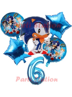 Parti Station Tilki Sonic Konsept 8 Yaş Balon Set Sonic Doğum Günü Konsepti Balon Set