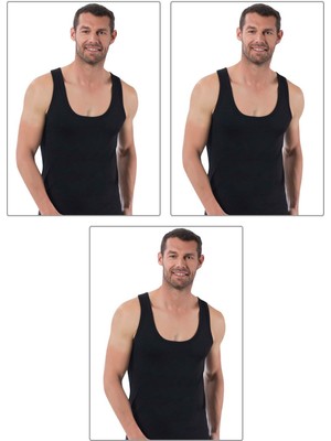 Talia 3'lü Paket Erkek %100 Pamuklu Süprem Esnek Rahat Kalın Askılı Atlet Büyük Bedenli