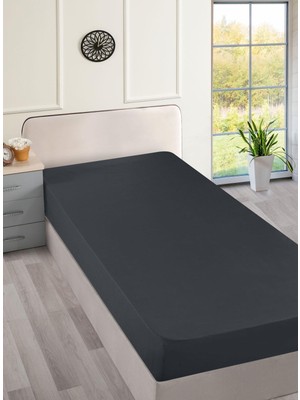 Menderes Home Cotton Collection Ranforce Tek Kişilik Çarşaf Düzboya Antrasit